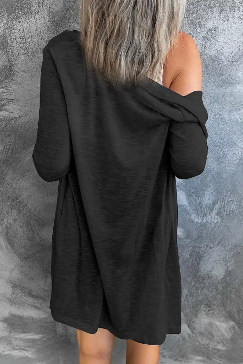 Grateful Threads Boutique Charcoal Black Longline Cardigan – Airy, Button-Up & Effortless Layering - Cardigans black longline button up cardigan
