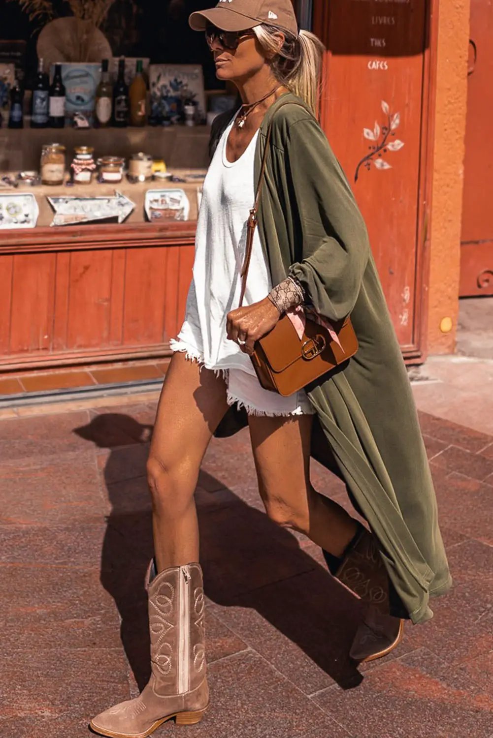 Grateful Threads Boutique Sage Stroll Open Front Duster - Cardigans Dark Green Open Front Duster