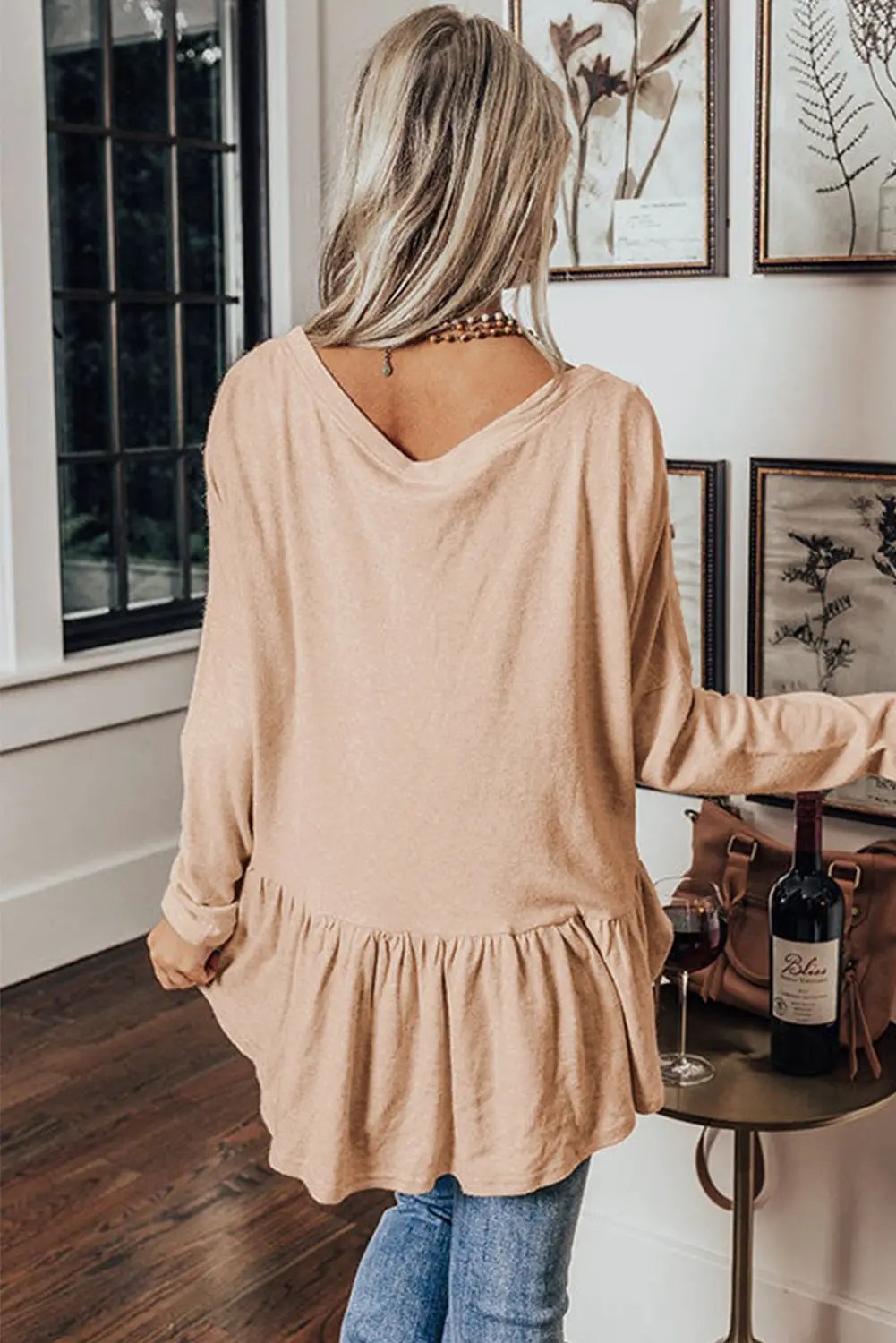 Grateful Threads Boutique Jet Stream Ruffled V-Neck Shirt - Shirts