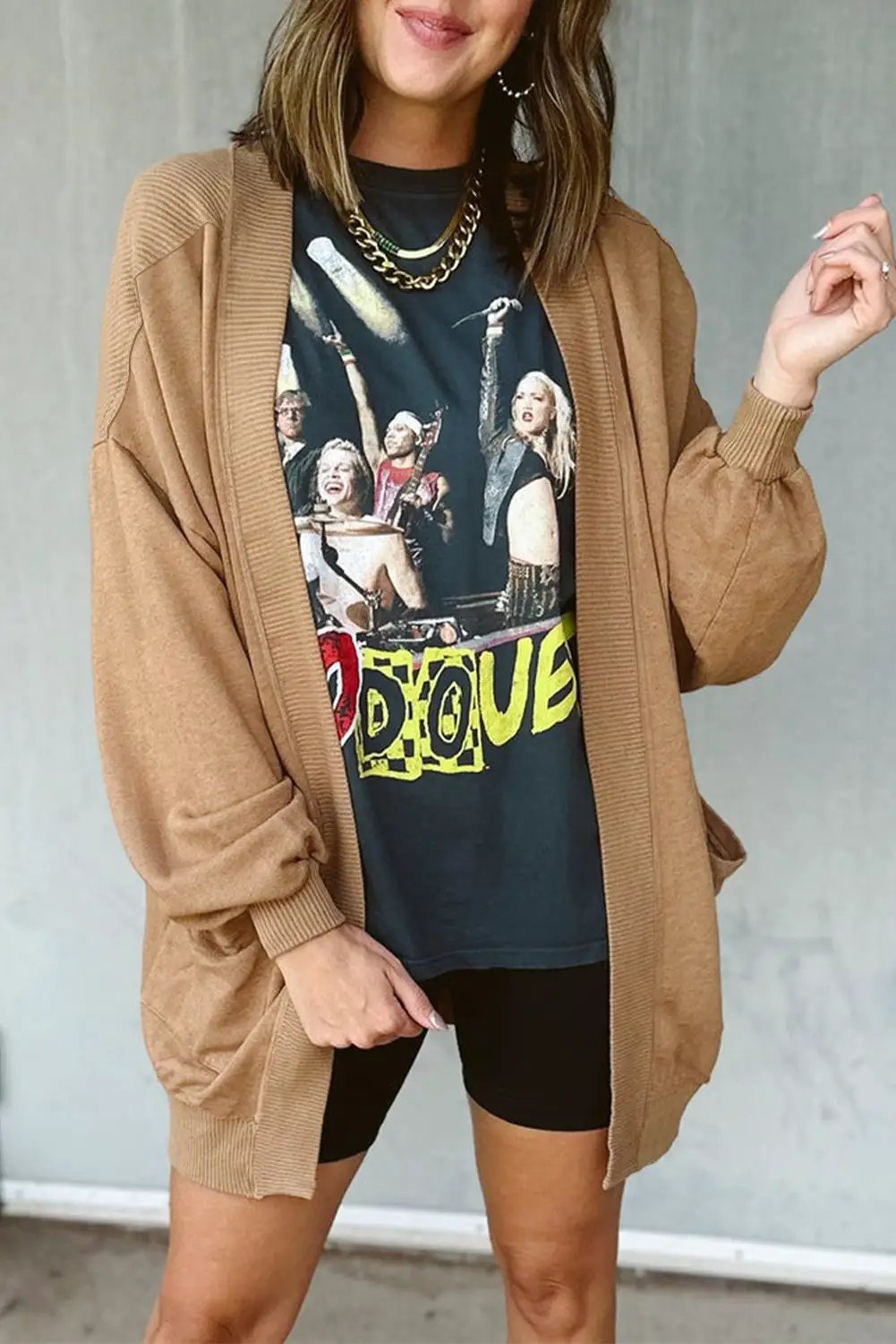 Grateful Threads Boutique French Beige Ribbed Cardigan with Pockets – Effortless Layering - Cardigans