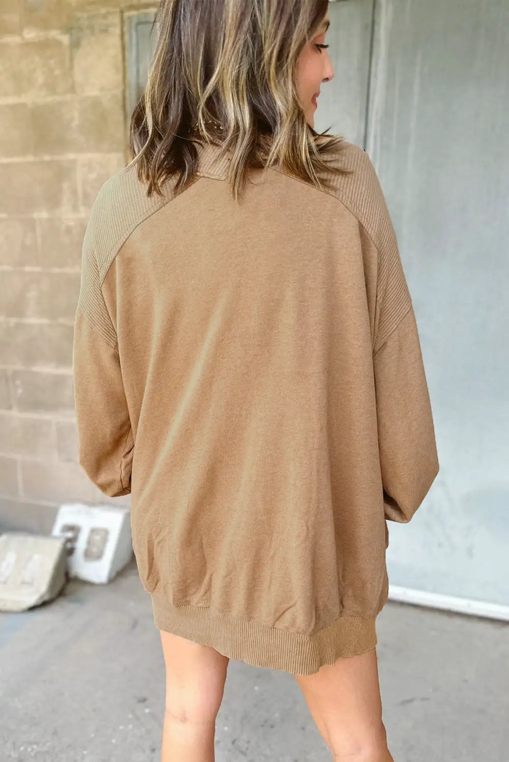 Grateful Threads Boutique French Beige Ribbed Cardigan with Pockets – Effortless Layering - Cardigans