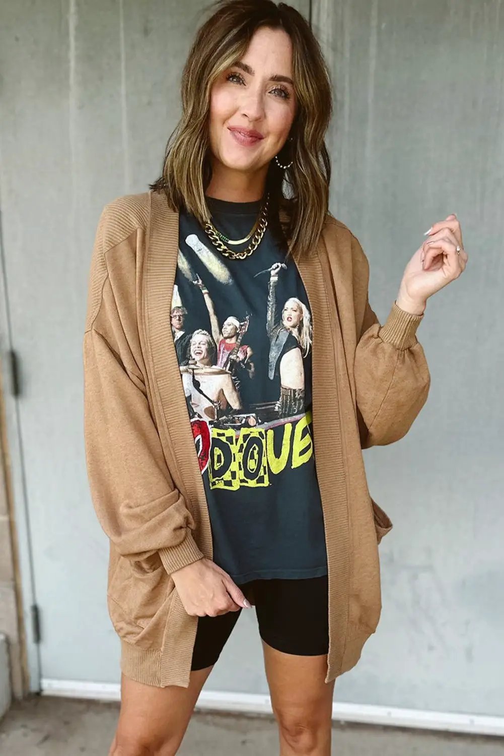 Grateful Threads Boutique French Beige Ribbed Cardigan with Pockets – Effortless Layering - Cardigans