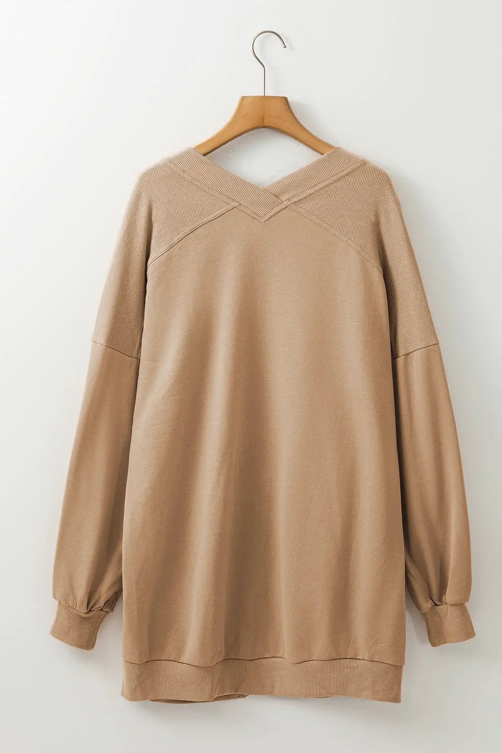 Grateful Threads Boutique French Beige Ribbed Cardigan with Pockets – Effortless Layering - Cardigans