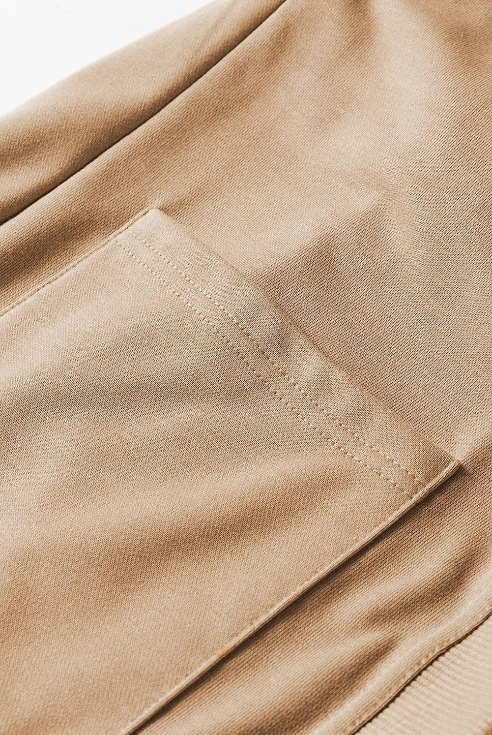 Grateful Threads Boutique French Beige Ribbed Cardigan with Pockets – Effortless Layering - Cardigans