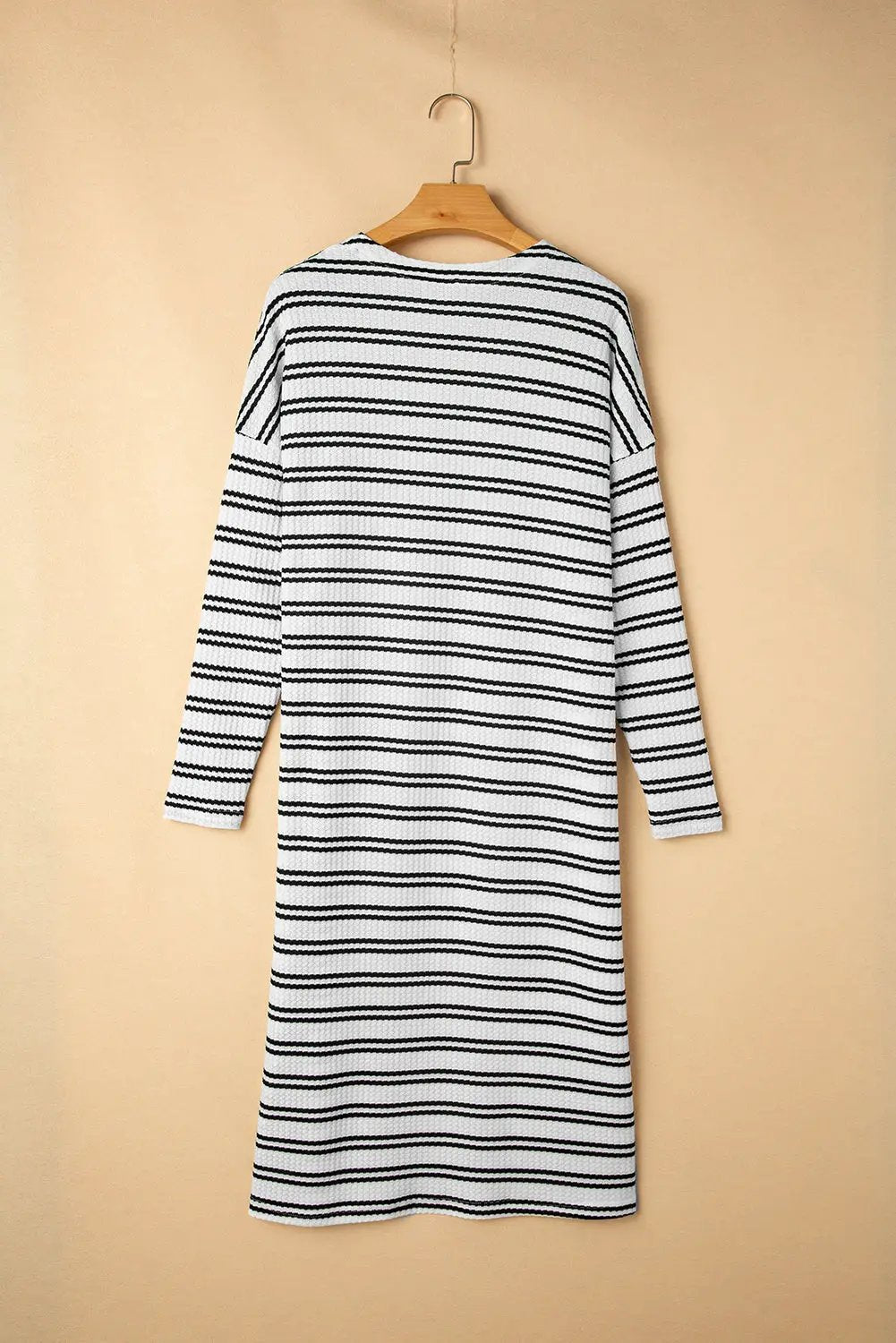 Grateful Threads Boutique Black Stripe Print Open Front Duster Cardigan - Cardigans Black Stripe Print Open Front Duster Cardigan