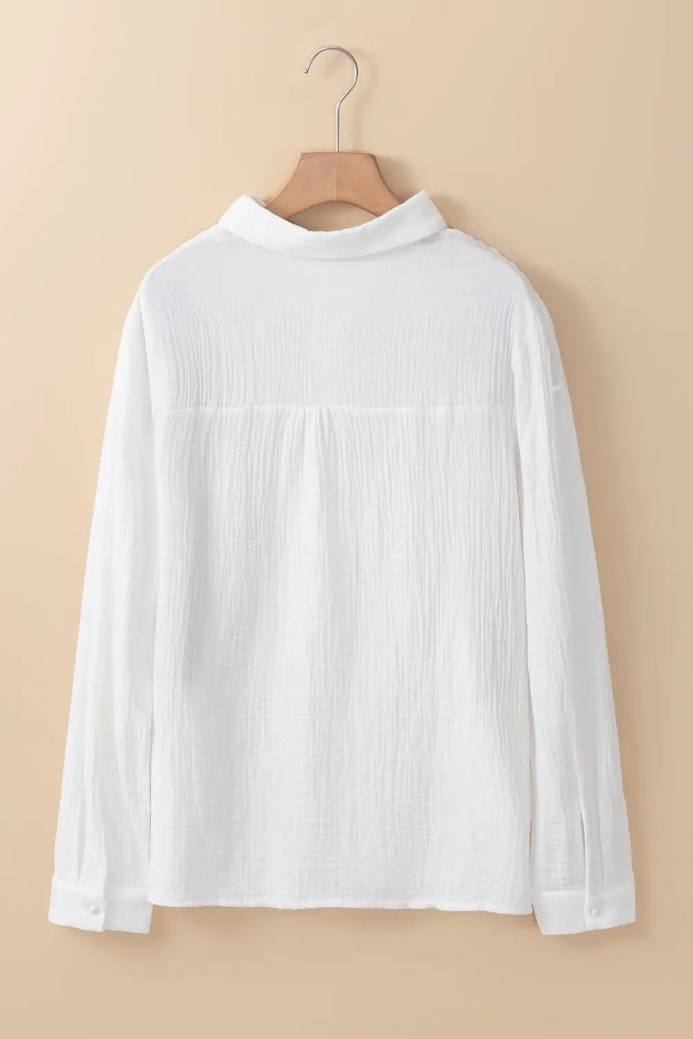 Grateful Threads Boutique White Floral Lace Hollow-out Splicing Crinkled Shirt - Blouses