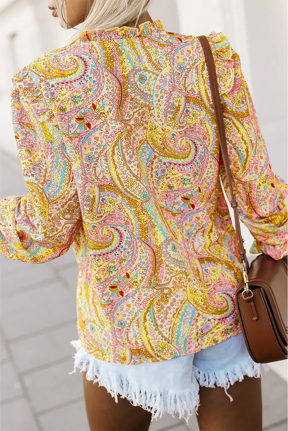 Grateful Threads Boutique Ruffled Trim Boho Shirt - Shirts
