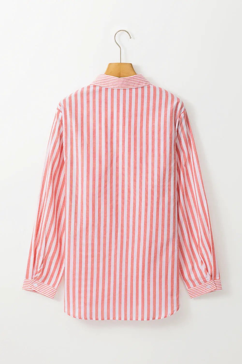 Grateful Threads Boutique Pink Stripe Buttoned Long Sleeve Casual Shirt - Shirts Pink Stripe Buttoned Long Sleeve Casual Shirt