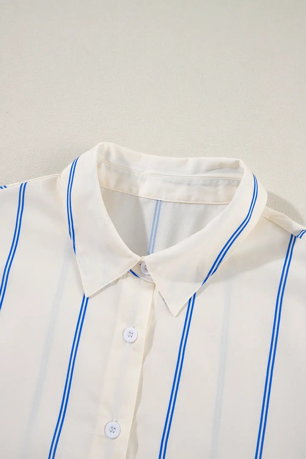 Grateful Threads Boutique Blue Stripe Drop Shoulder Bubble Loose Shirt - Shirts