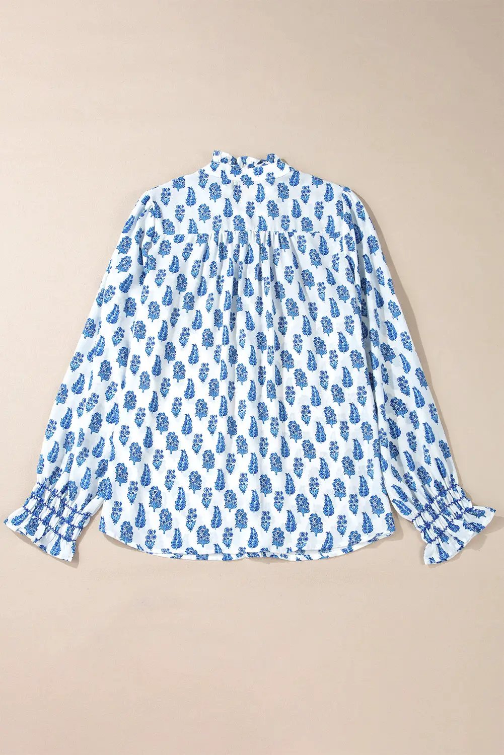 Grateful Threads Boutique Blue Boho Lantern Sleeve Shirt - Shirts