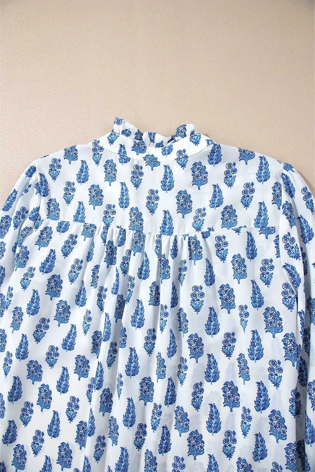 Grateful Threads Boutique Blue Boho Lantern Sleeve Shirt - Shirts