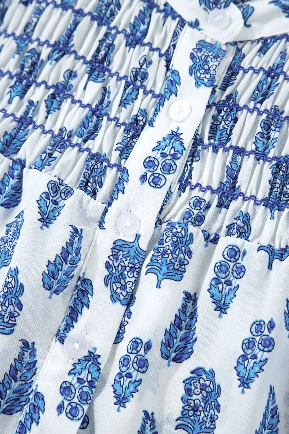 Grateful Threads Boutique Blue Boho Lantern Sleeve Shirt - Shirts