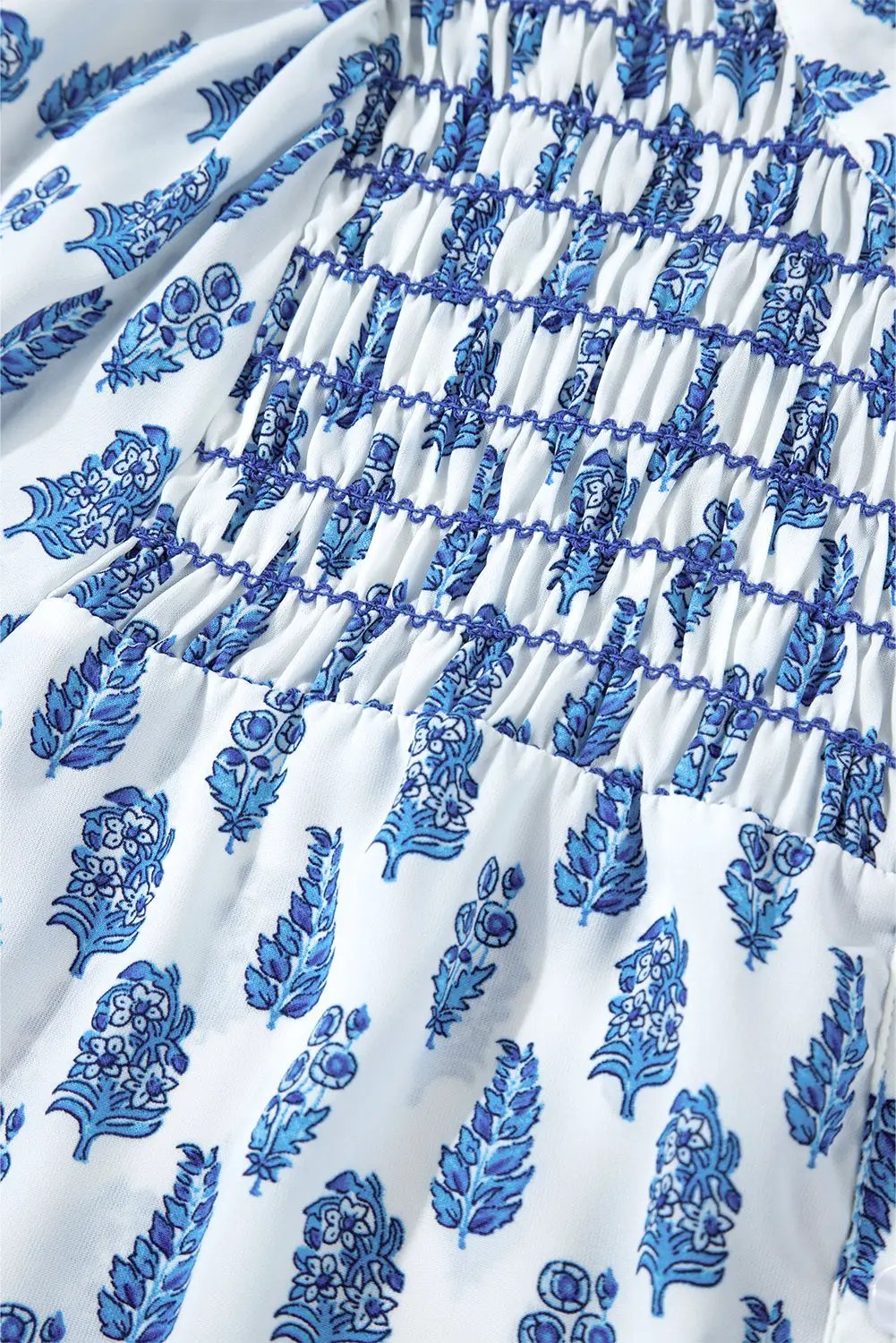 Grateful Threads Boutique Blue Boho Lantern Sleeve Shirt - Shirts