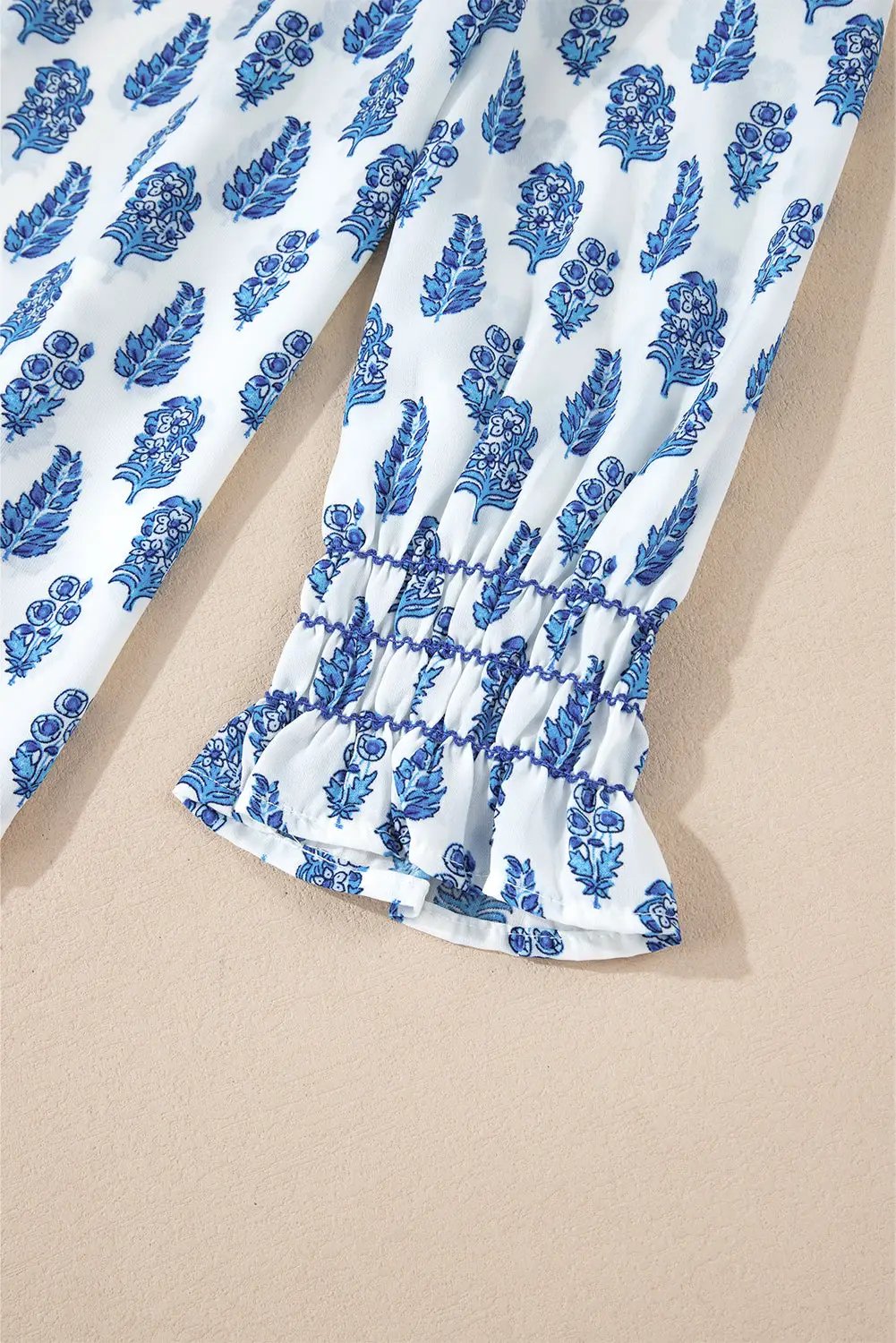 Grateful Threads Boutique Blue Boho Lantern Sleeve Shirt - Shirts
