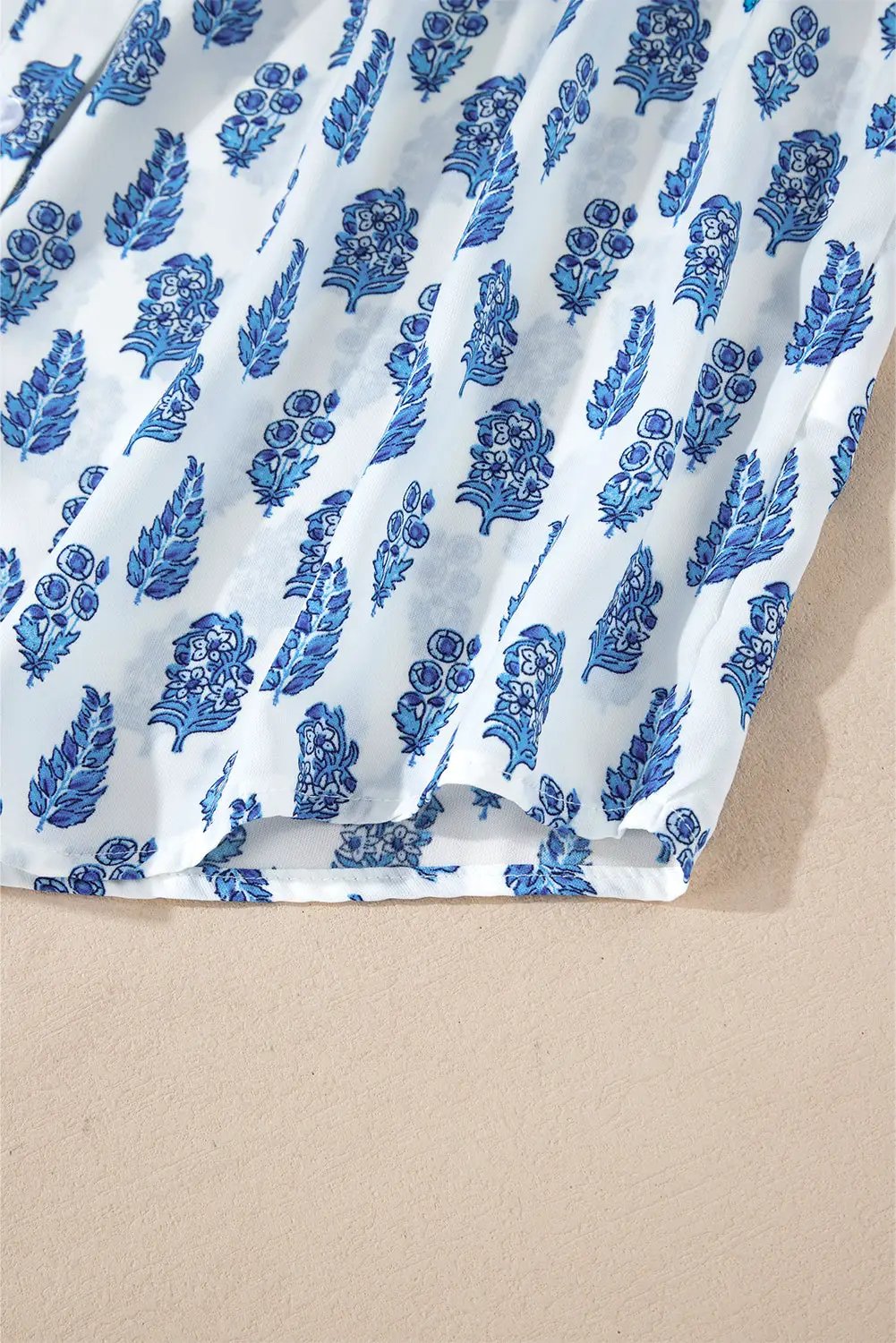 Grateful Threads Boutique Blue Boho Lantern Sleeve Shirt - Shirts