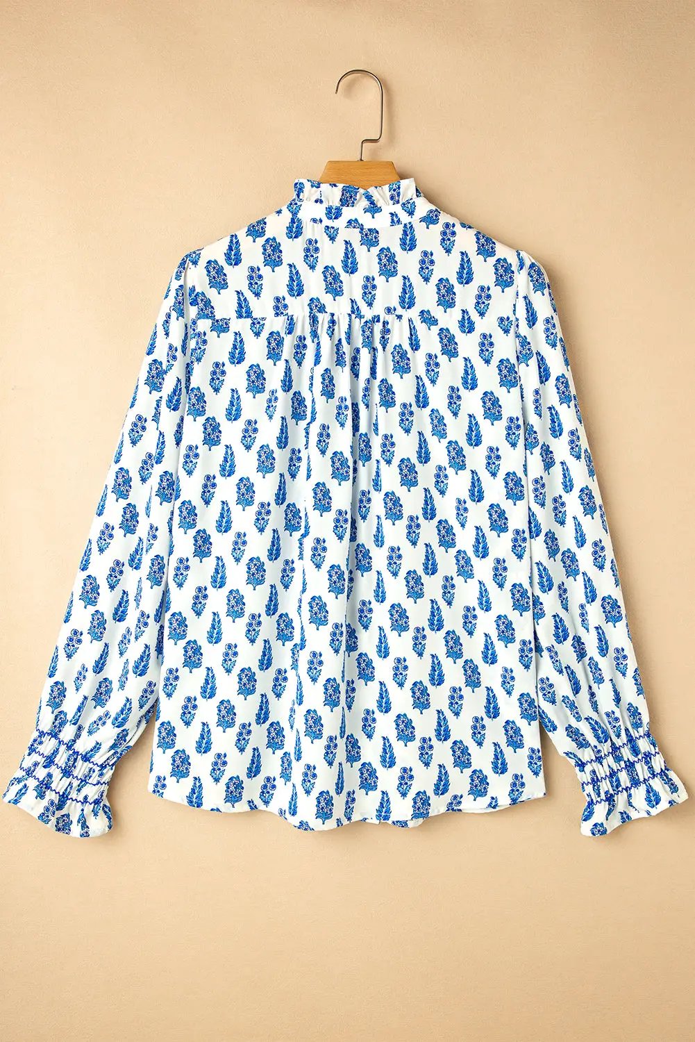 Grateful Threads Boutique Blue Boho Lantern Sleeve Shirt - Shirts