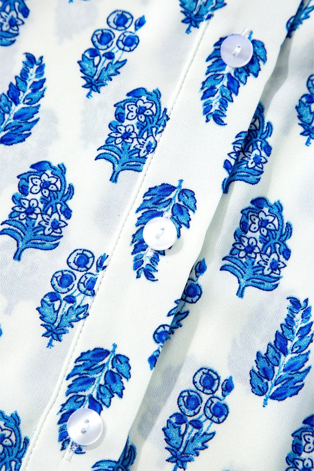 Grateful Threads Boutique Blue Boho Lantern Sleeve Shirt - Shirts