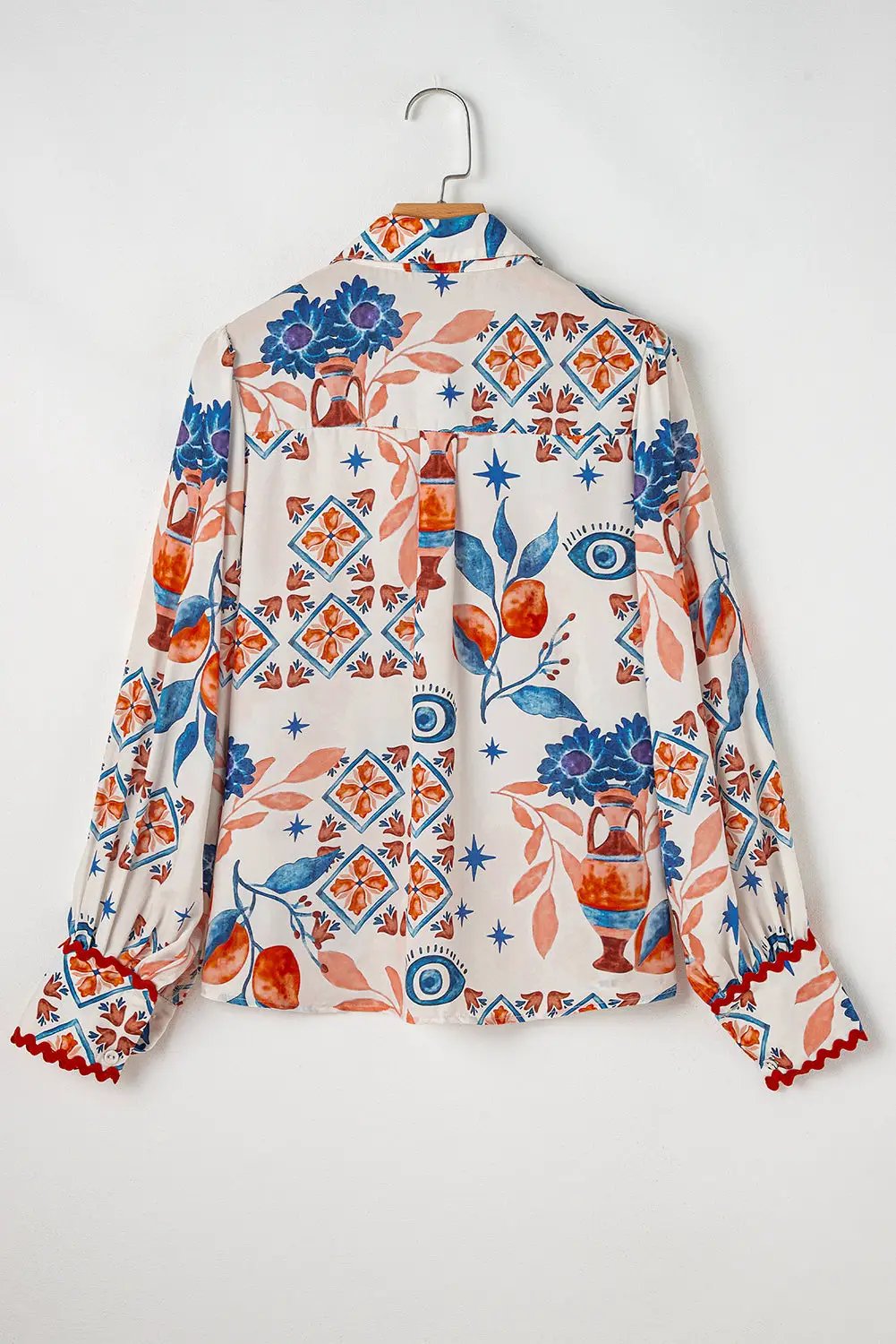 Grateful Threads Boutique Western Bishop Sleeve Button Up Shirt with Scalloped Trim - Blouses