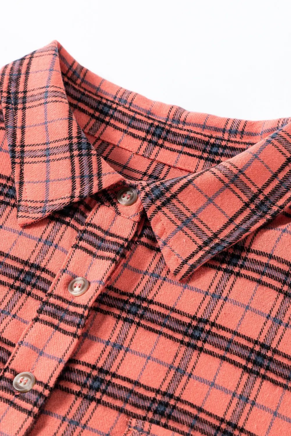 Grateful Threads Boutique Red Plaid Side Split Distressed Hem Button-Up Shirt - Shirts