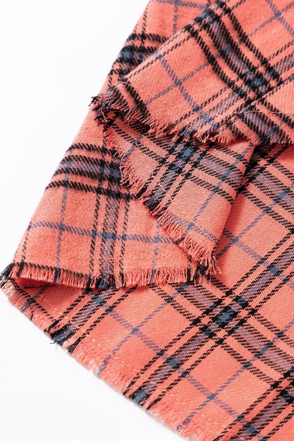 Grateful Threads Boutique Red Plaid Side Split Distressed Hem Button-Up Shirt - Shirts