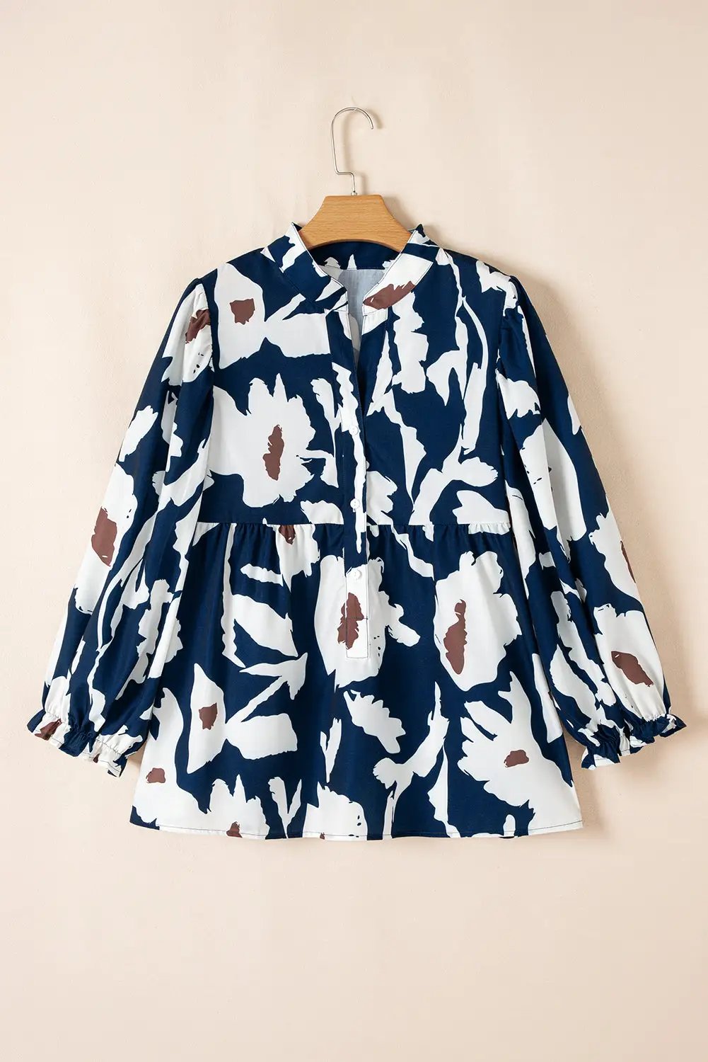 Grateful Threads Boutique Sail Blue Abstract Half Button Blouse - Blouses Abstract half button blouse
