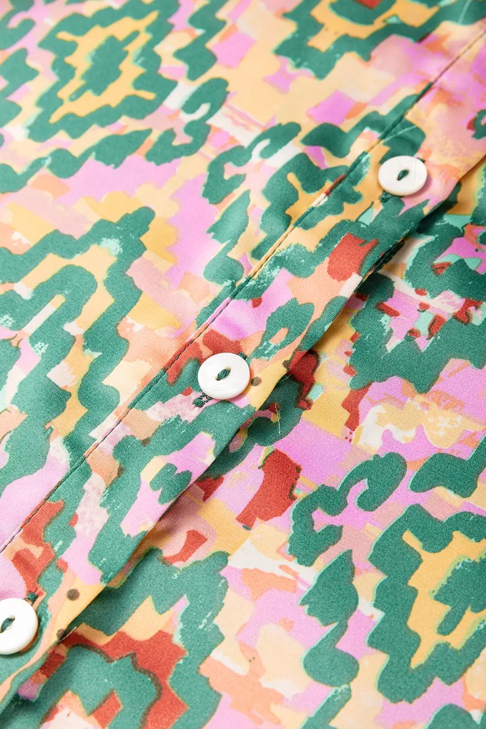 Grateful Threads Boutique Dark Green Abstract Print Half Sleeve Button up Loose Shirt - Shirts Dark Green Abstract Print Half Sleeve Button up Loose Shirt