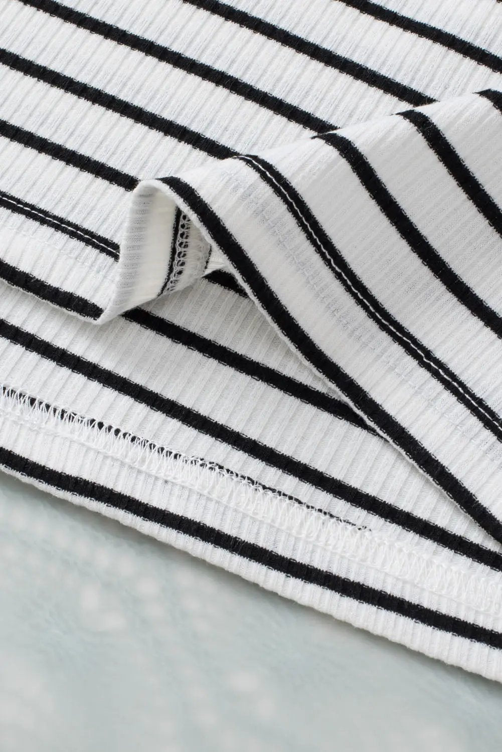 Grateful Threads Boutique White with Black Stripe Adjustable Straps Ribbed Knit Tank Top - Tank Tops White with black stripe tank top cami