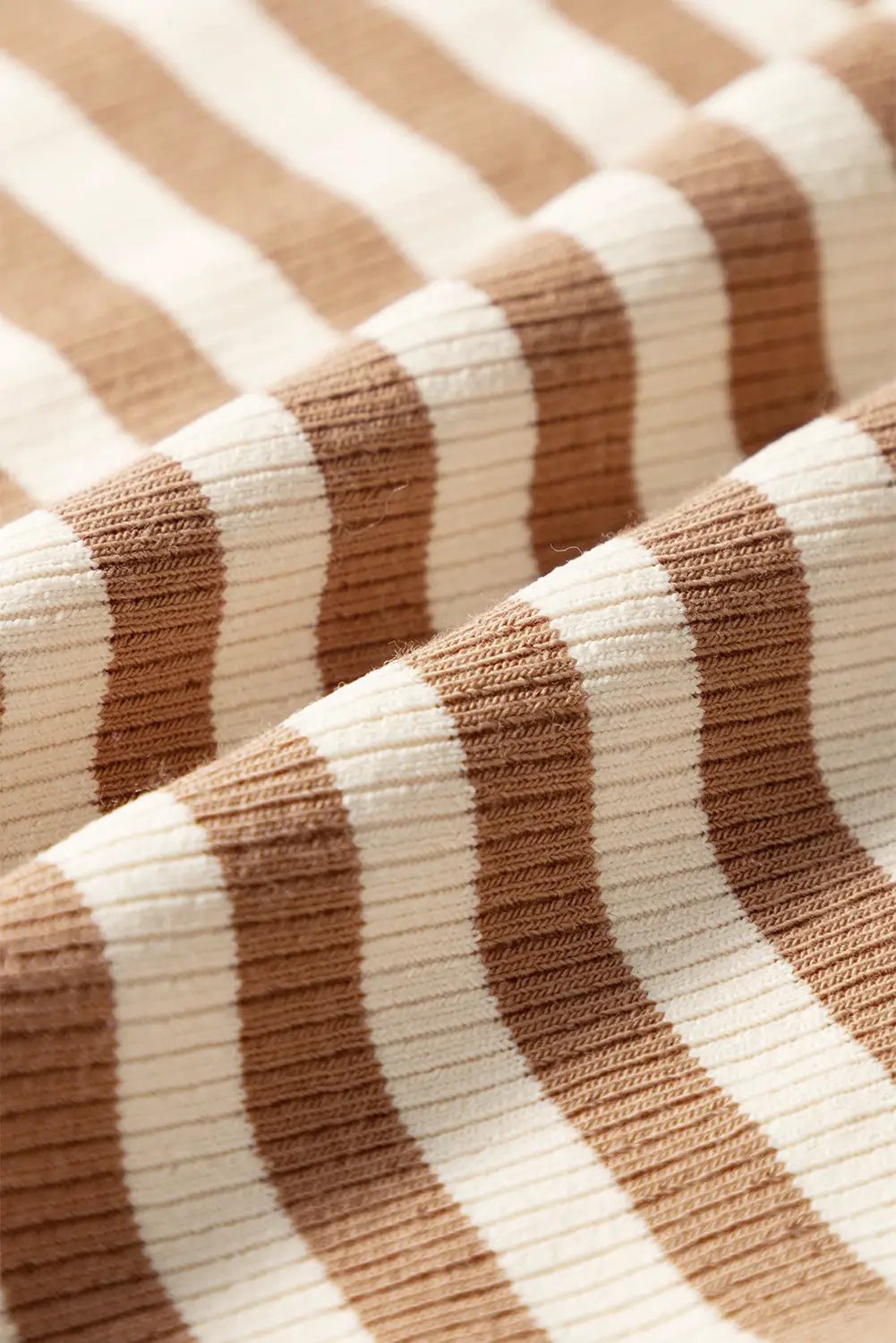 Grateful Threads Boutique Khaki Stripe Sleeveless Top with Exposed Seam Trim – Chic & Comfy - Tank Tops Khaki Stripe Exposed Seam Trim Round Neck Sleeveless Top
