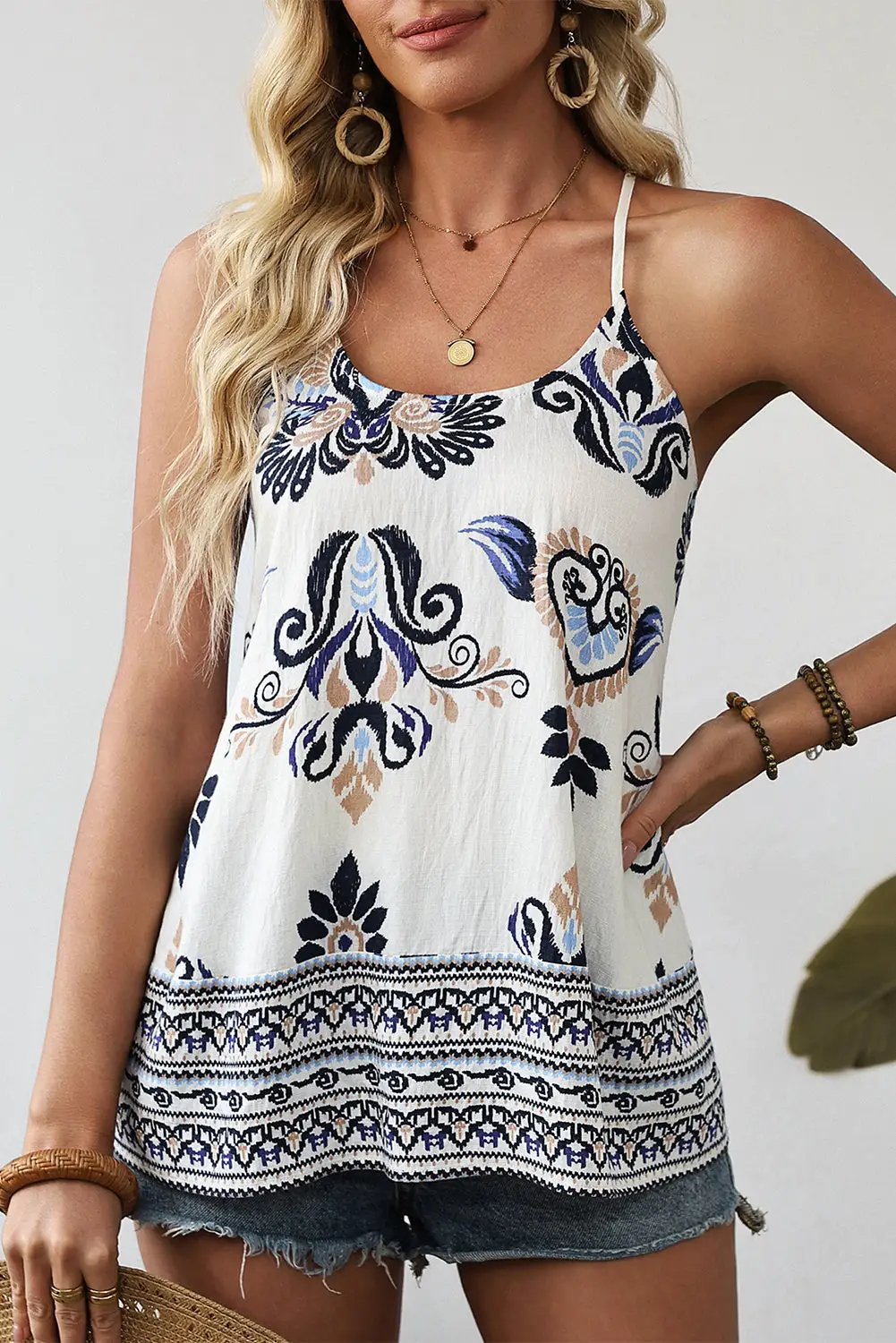 Grateful Threads Boutique Bohemian Spaghetti Strap Tank - Tank Tops Bohemian Spaghetti Strap Tank