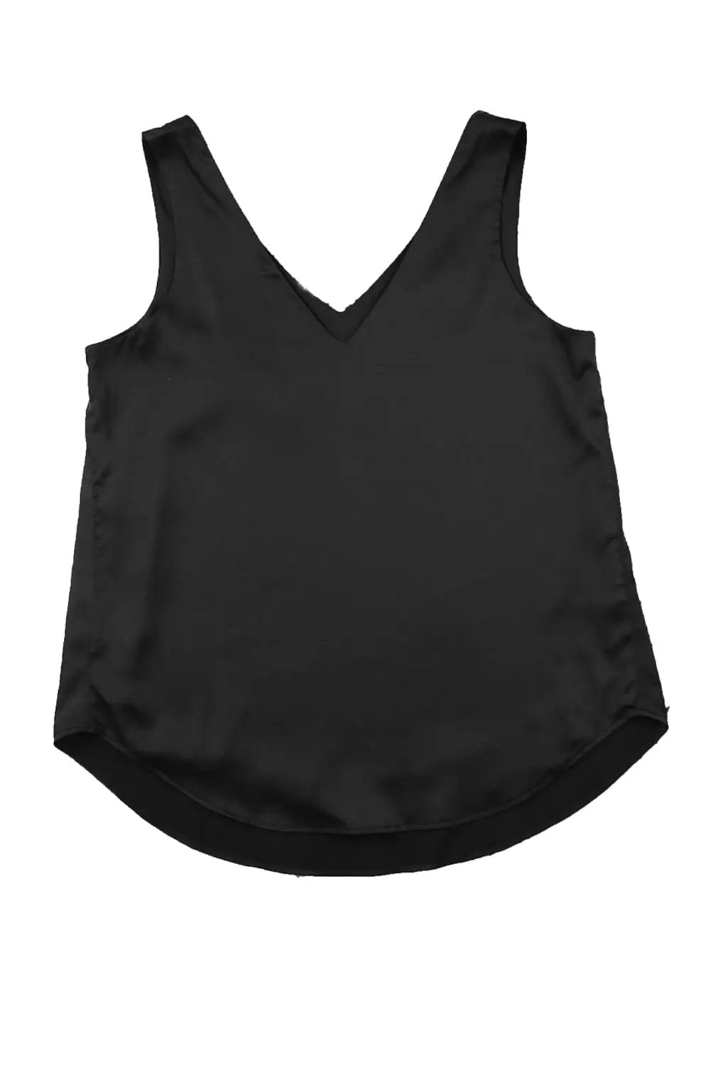 Grateful Threads Boutique Black Deep V-Neck Double Lined Camisole Top - Tank Tops Top