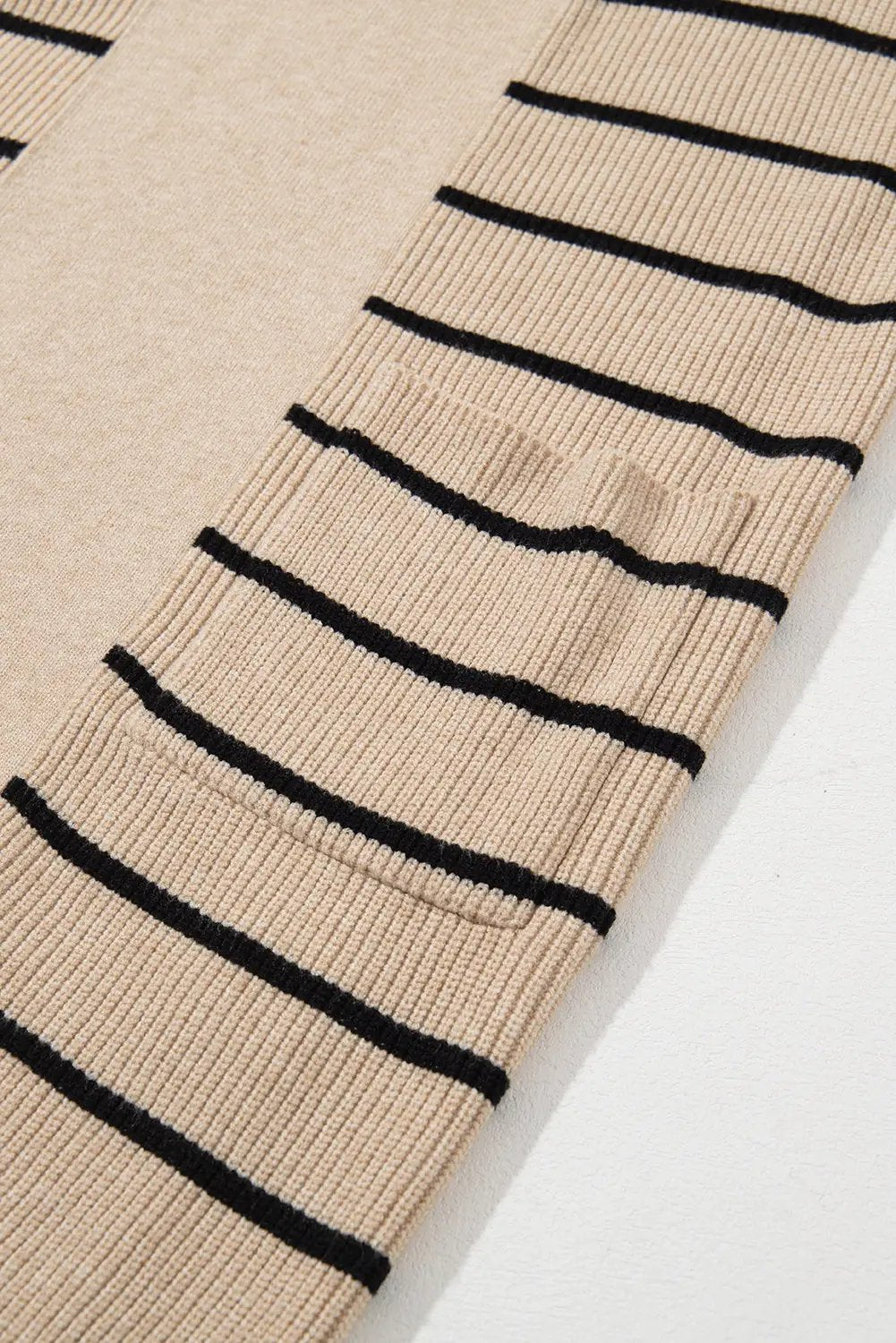 Grateful Threads Boutique Black Stripe Shawl Neckline Open Cardigan with Pockets - Cardigans