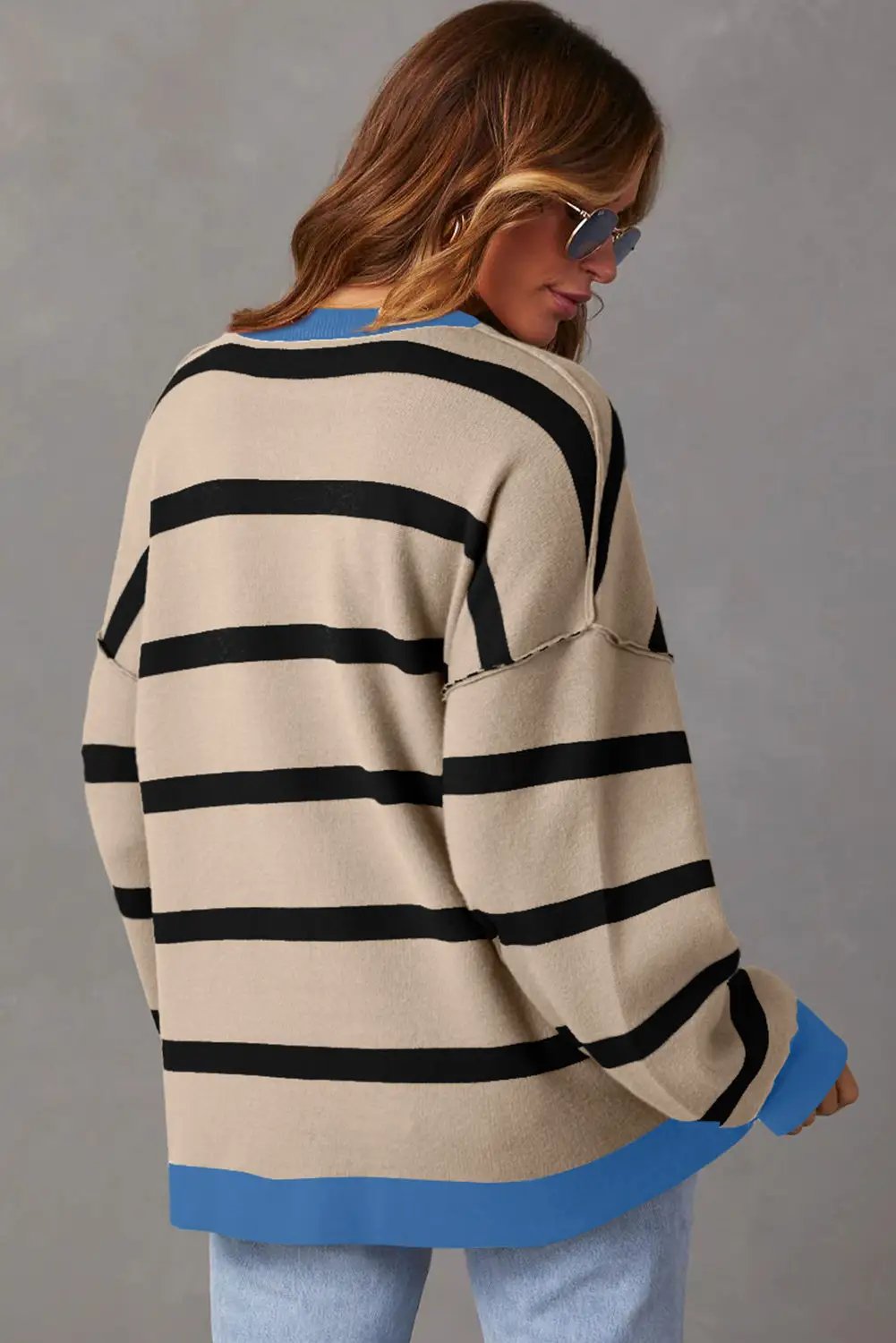 Grateful Threads Boutique White Colorblock Loose Cardigan - Cardigans