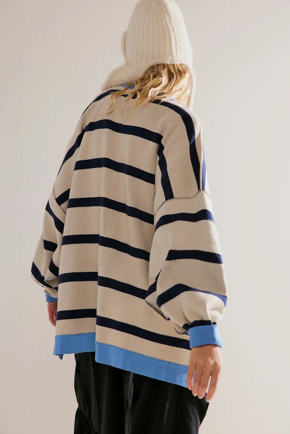 Grateful Threads Boutique White Colorblock Loose Cardigan - Cardigans
