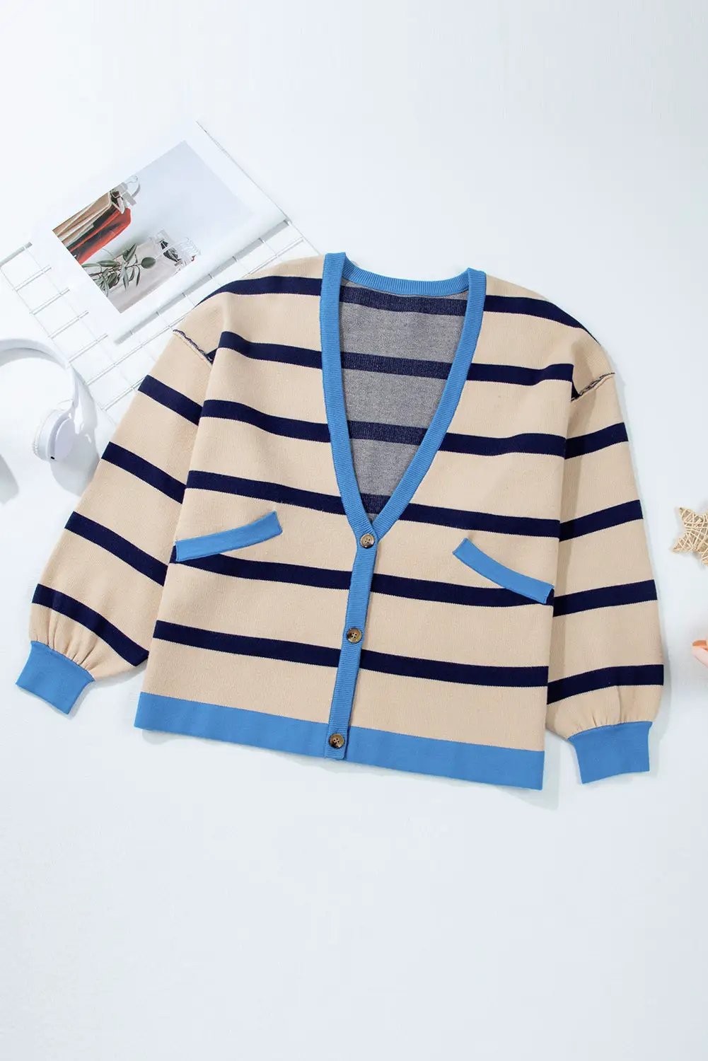 Grateful Threads Boutique White Colorblock Loose Cardigan - Cardigans