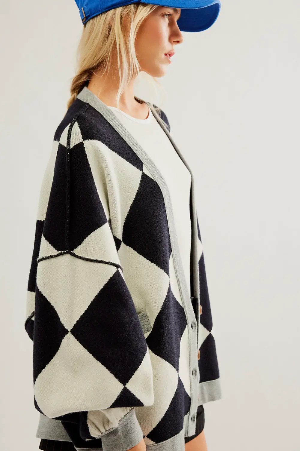 Grateful Threads Boutique Black Colorblock Buttoned Loose Cardigan - Sweaters