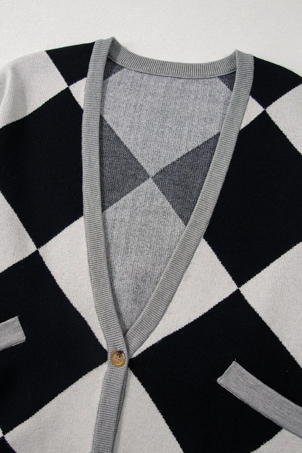 Grateful Threads Boutique Black Colorblock Buttoned Loose Cardigan - Sweaters