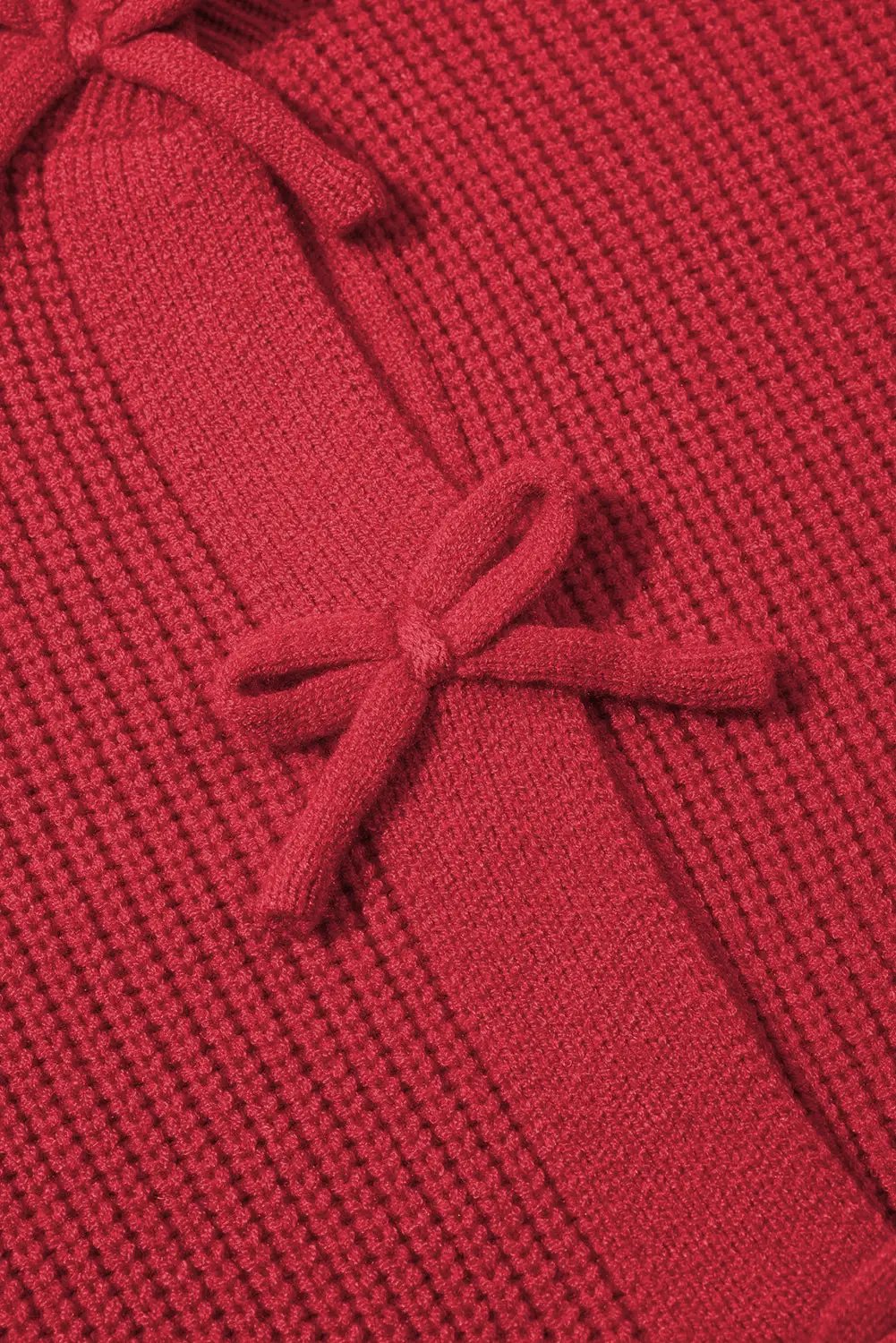 Grateful Threads Boutique Fiery Red Knit Bow Cardigan - Sweaters