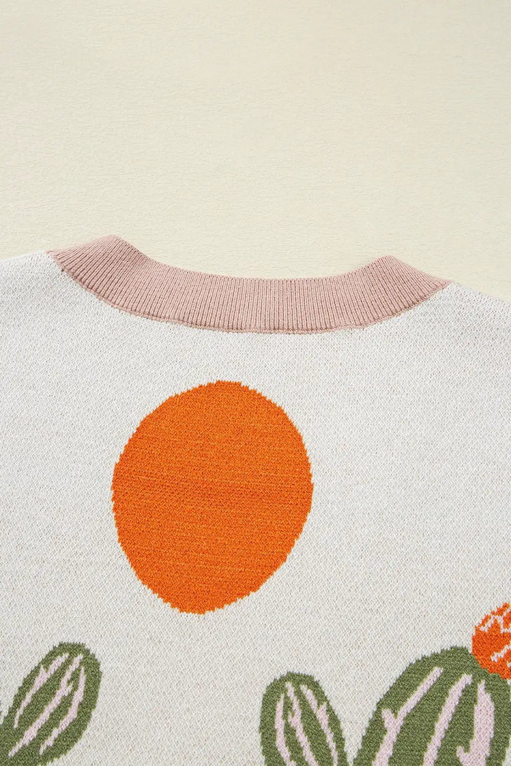 Grateful Threads Boutique Apricot Desert Cactus Buttoned Front Sweater Cardigan - Cardigans Apricot Desert Cactus Buttoned Front Sweater Cardigan