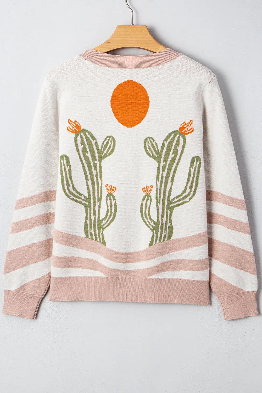 Grateful Threads Boutique Apricot Desert Cactus Buttoned Front Sweater Cardigan - Cardigans Apricot Desert Cactus Buttoned Front Sweater Cardigan