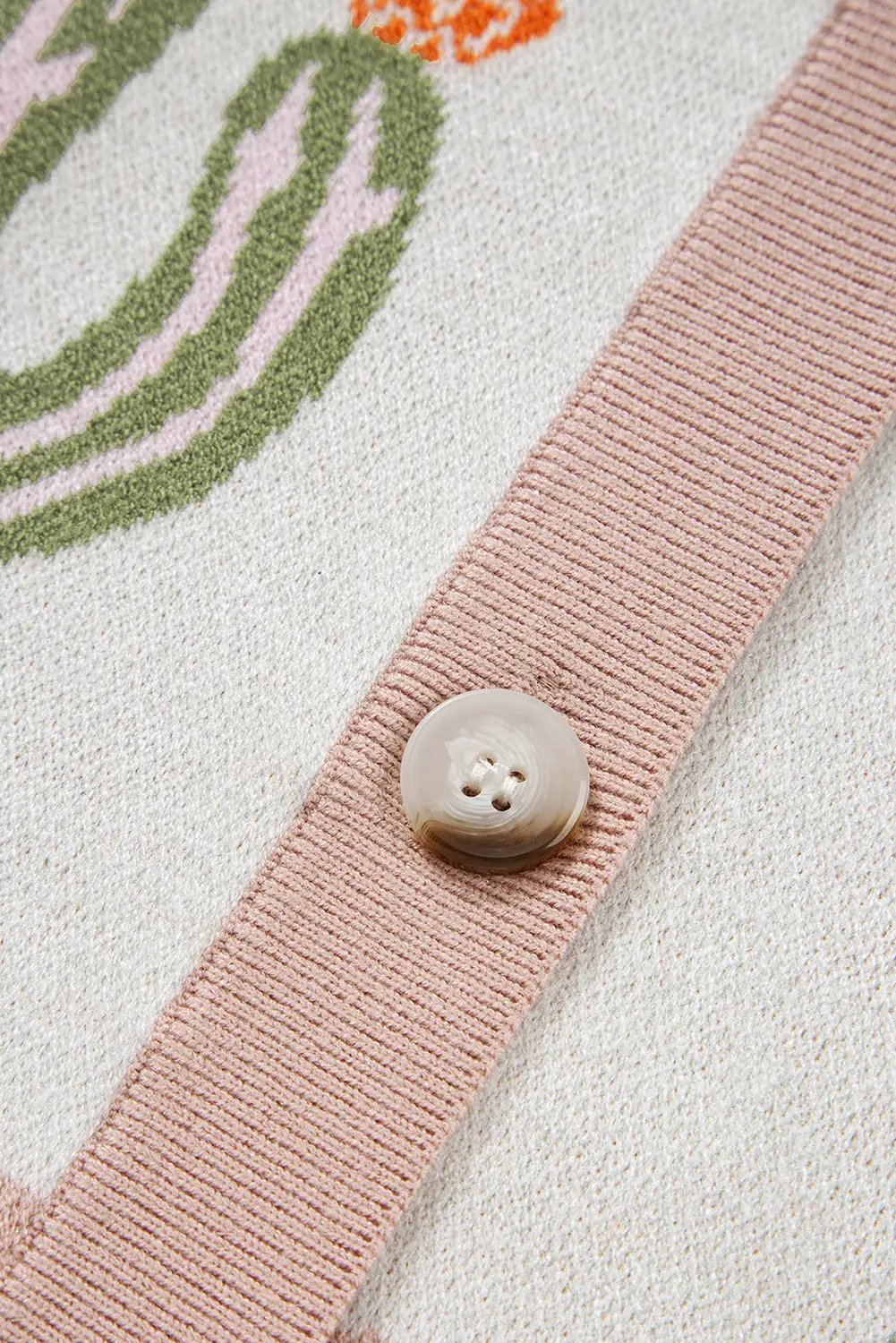 Grateful Threads Boutique Apricot Desert Cactus Buttoned Front Sweater Cardigan - Cardigans Apricot Desert Cactus Buttoned Front Sweater Cardigan