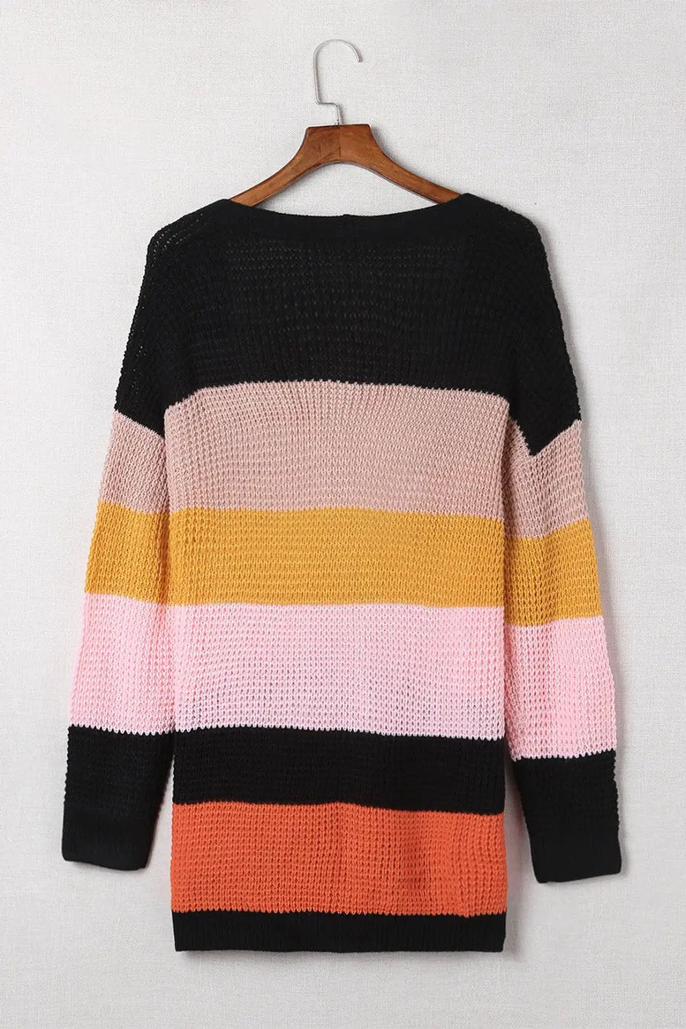 Grateful Threads Boutique Multicolor Waffle Knit Color Block Open Front Cardigan - Cardigans Multicolor Waffle Knit Color Block Open Front Cardigan