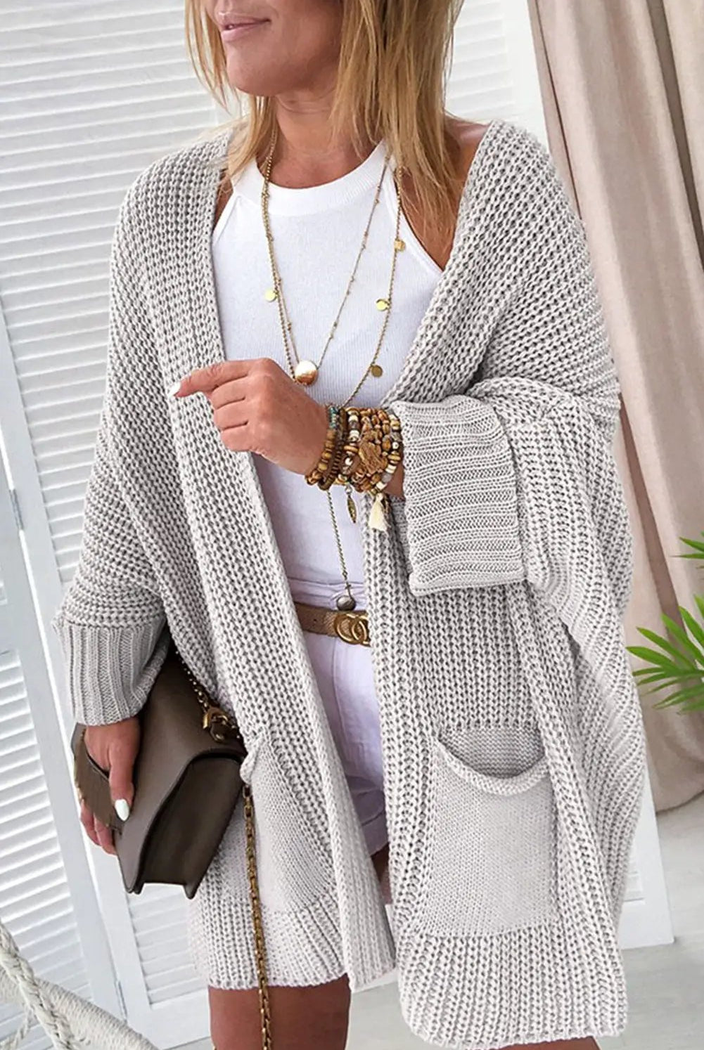 Grateful Threads Boutique Oversized Fold Over Sleeve Cardigan - Cardigans
