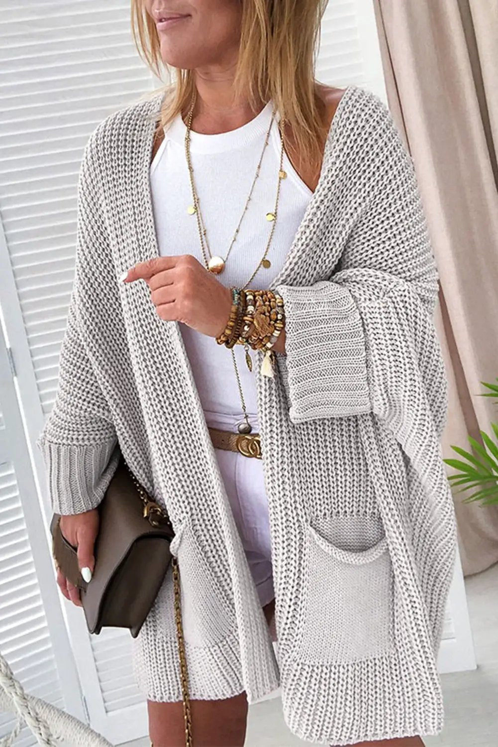 Grateful Threads Boutique Oversized Fold Over Sleeve Cardigan - Cardigans