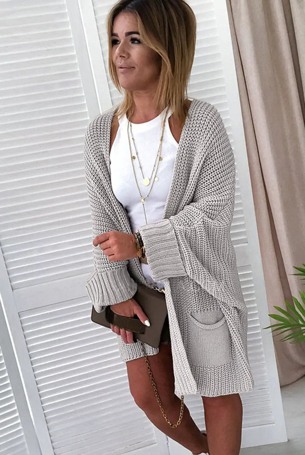 Grateful Threads Boutique Oversized Fold Over Sleeve Cardigan - Cardigans