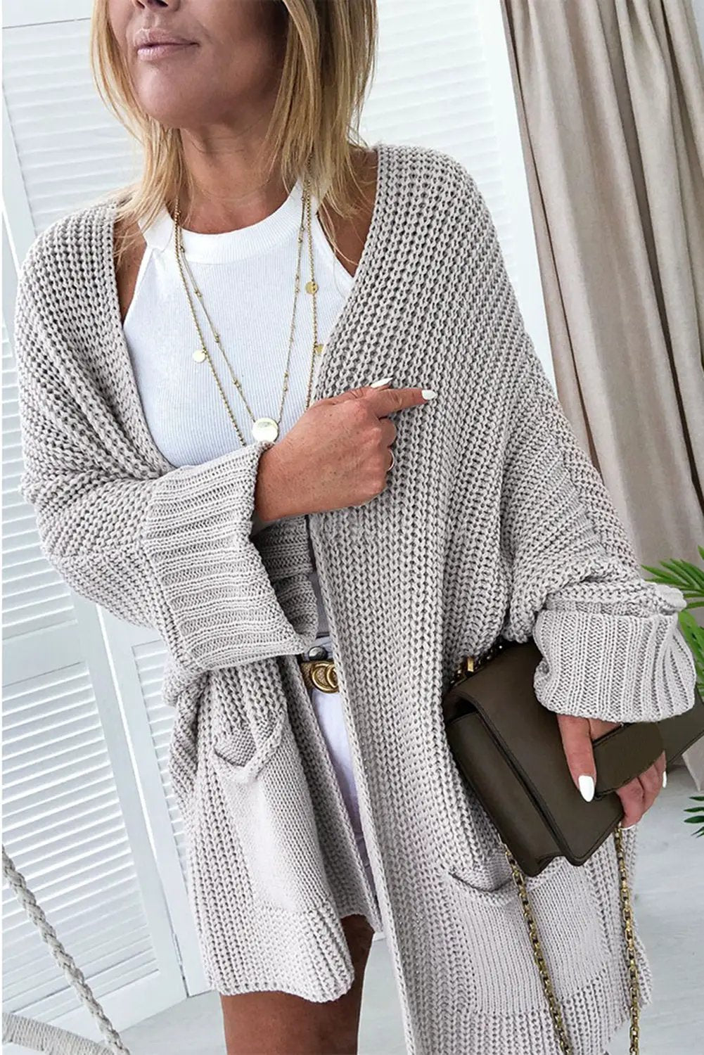 Grateful Threads Boutique Oversized Fold Over Sleeve Cardigan - Cardigans