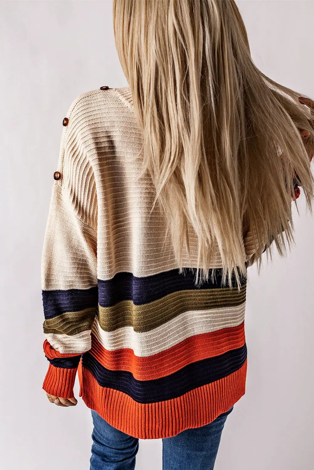 Grateful Threads Boutique Drop Shoulder Striped Sweater - Sweaters Top