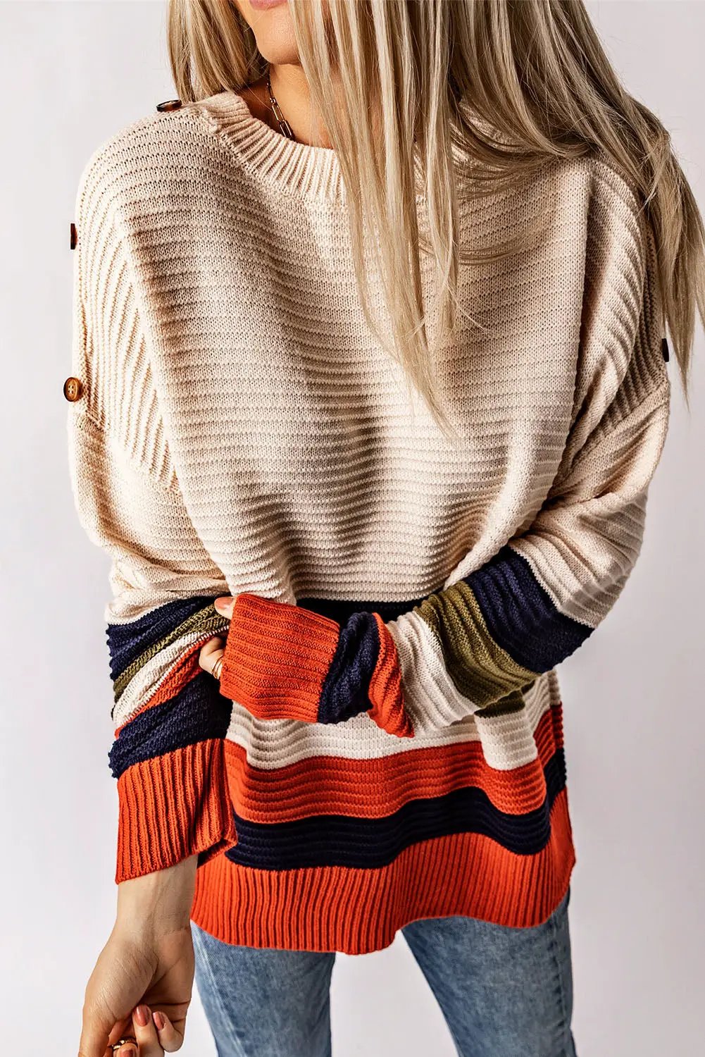 Grateful Threads Boutique Drop Shoulder Striped Sweater - Sweaters Top