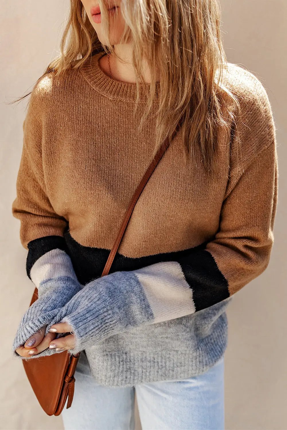 Grateful Threads Boutique Striped Ribbed Knit Sweater - Sweaters Striped Ribbed Knit Sweater