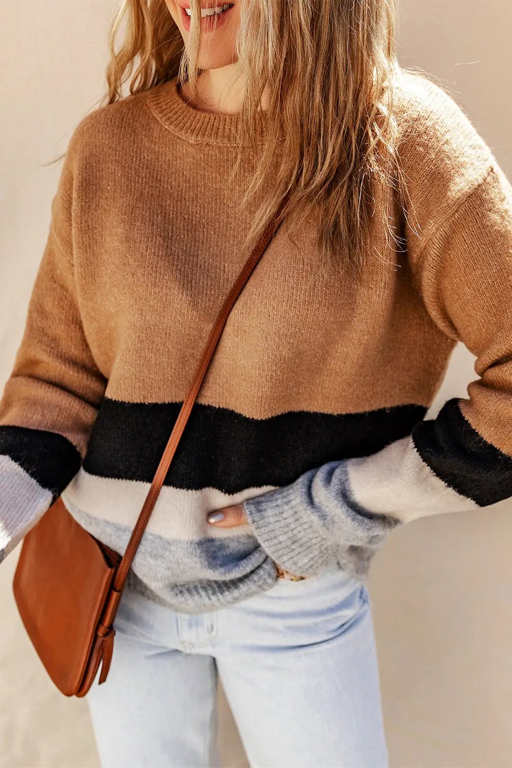 Grateful Threads Boutique Striped Ribbed Knit Sweater - Sweaters Striped Ribbed Knit Sweater
