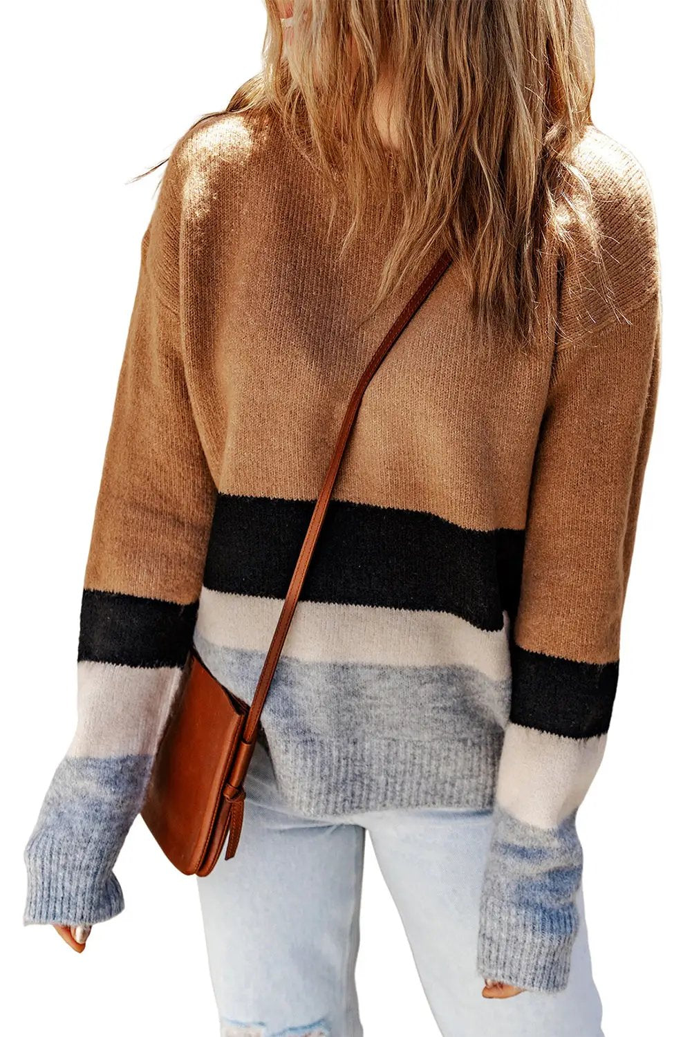 Grateful Threads Boutique Striped Ribbed Knit Sweater - Sweaters Striped Ribbed Knit Sweater